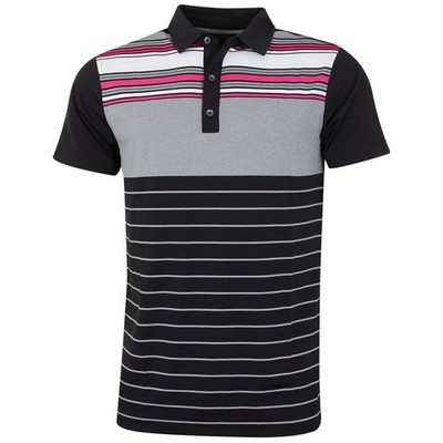 Bobby Jones Herren Rule 18 Tech Cove gestreiftes Poloshirt - schwarz - S