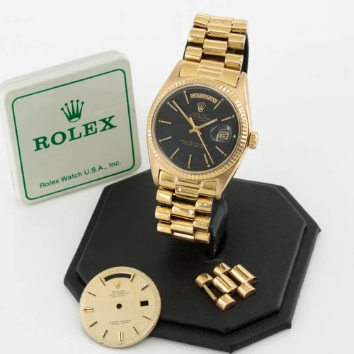 Men's Rolex OP Day-Date 36mm Yellow Gold 1803 Black Dial & Extra Dial W190347
