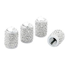 4PCS Bling Car Tire Valve Stem Caps, Crystal Rhinestone Vehicle Wheel White