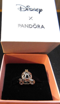NEW Pandora 2-Tone Charm Disney Cinderella Pumpkin Coach #791573CZ With Box