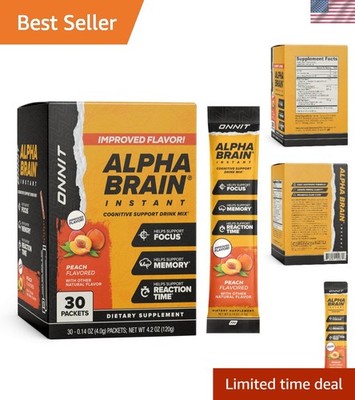 Alpha Brain Peach Flavor Cognitive Enhancer, 30 Packets - Memory and Focus Boost