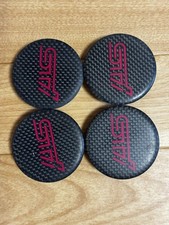 Sti Wheel Center Cap Carbon Fiber Style Red Logo 2.05 Inch 4pc Set Wrx Impreza