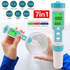 7in1 Digital Water Quality Tester Meter PH/TDS/EC/ORP/TEMP/SG/Salinity Test Pen