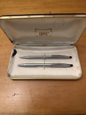 Vintage Cross Classic Century Chrome Ballpoint Pen and Mechanical Pencil Set