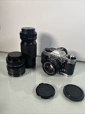 CANON AE-1 PROGRAM 35mm FILM CAMERA w CANON FD 50mm f/1.8 Vivitar 80-200 28-50
