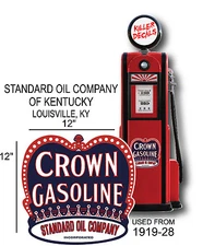 12" 1919-28 CROWN STANDARD GASOLINE VINYL DECAL OIL CAN/GAS PUMP/LUBSTER