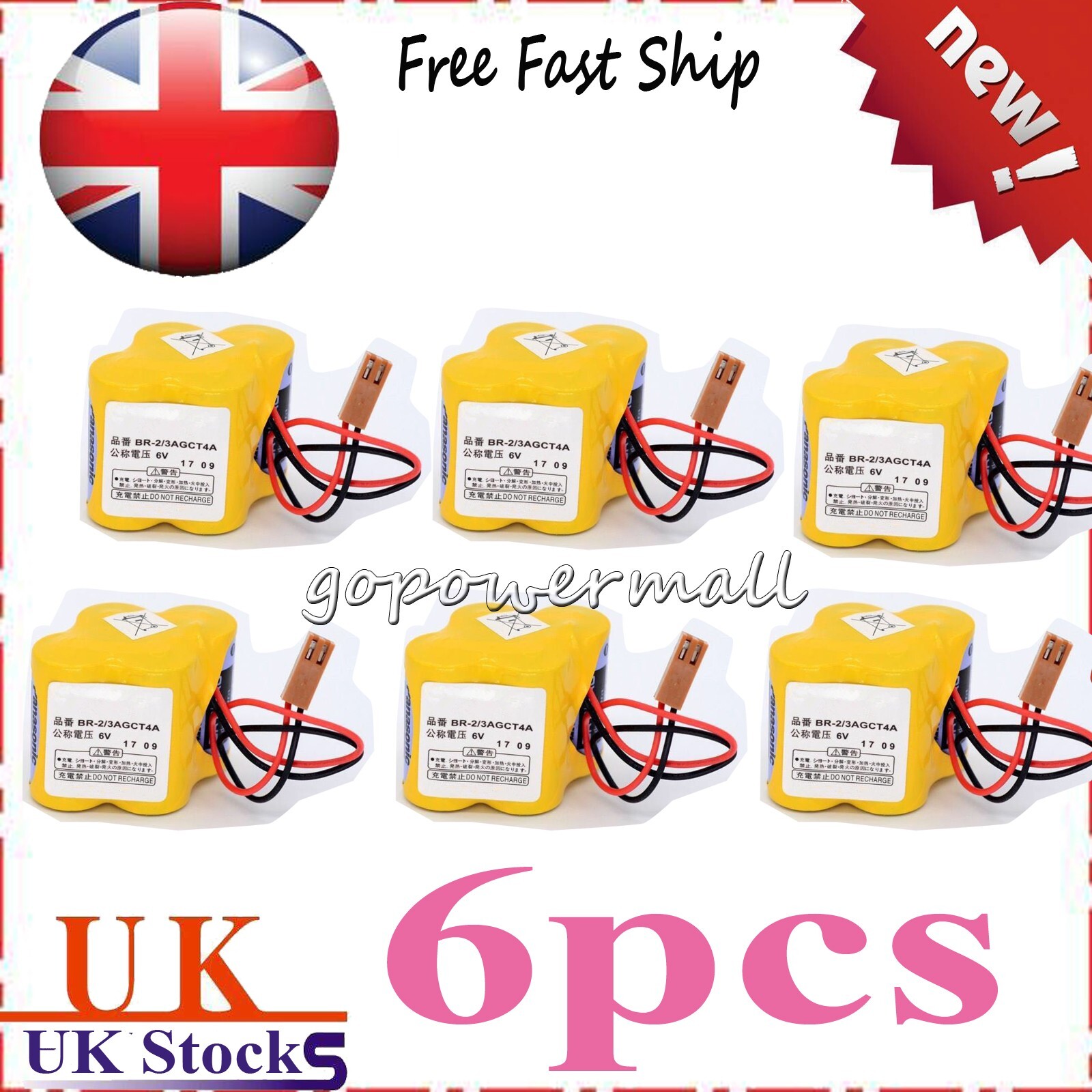 6pcs Replacement Battery For PANASONIC BR-2/3AGCT4A NEW battery  6V