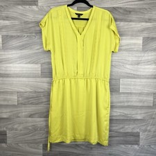 Banana Republic Dress Womens M Yellow Short Sleeve Knee Lenght Bright Tie Waist