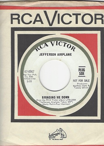 JEFFERSON AIRPLANE- "BRINGING ME DOWN"/"LET ME IN"- RCA VICTOR- WHITE PROMO- NM
