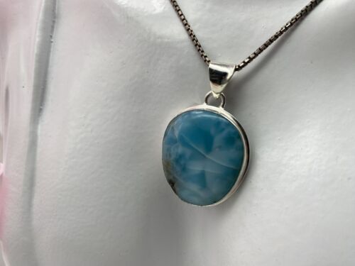 Vintage Sterling Silver Pendant 925 Larimar 12.47g - Picture 9 of 9