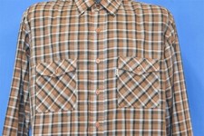vintage 90s LEVIS BROWN TAN CHECK PLAID WHITE TAB BUTTON DOWN SHIRT LARGE L