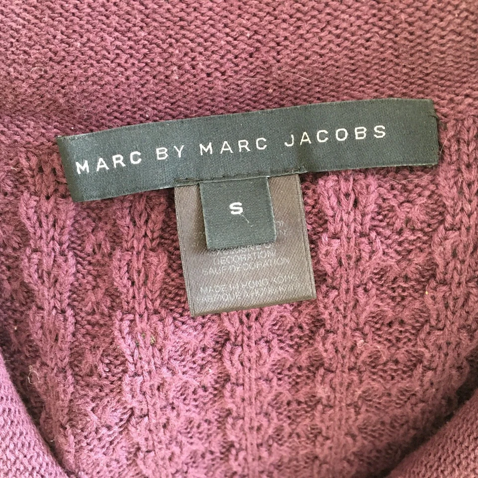 Cárdigan MARC JACOBS para mujer talla pequeña púrpura texturizado tejido bolsillos botón a presión Foto 2 de 4