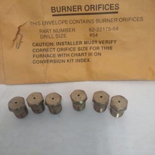 Partia 6, Rheem 62-22175-54, 82-03-184 54 #54, 1/8" NPT, LP Propan Gas Orifice 