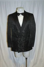 Martin Greenfield Sample Black Paisley Double Breasted Tuxedo Jacket 40L NWOT