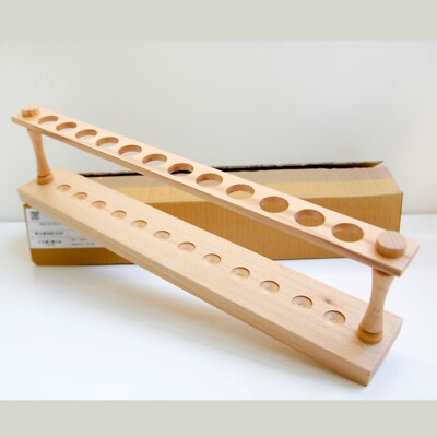 Eisco Labs Wooden Test Tube Stand of 12 Holes 9.75'' Wide Polished Wood 22''