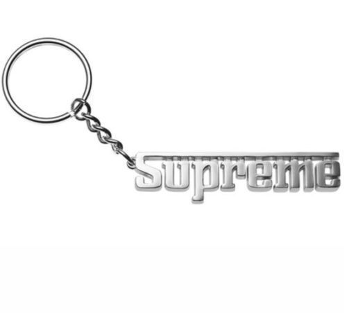 SILVER Supreme F/W 2016 GRAND PRIX Keychain Polished Box Logo SOLDOUT RARE