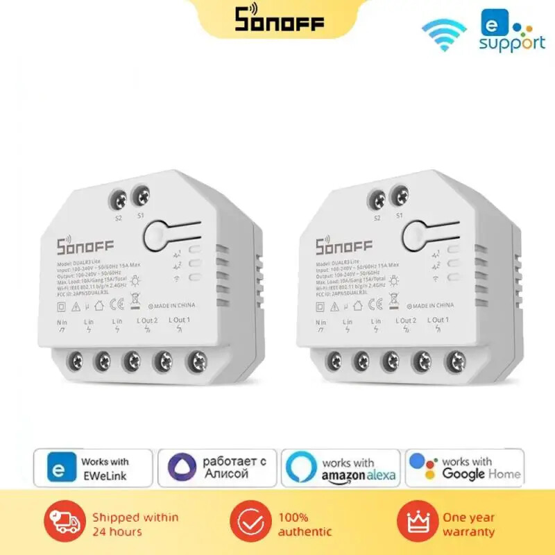 1-3PCS SONOFF DUAL R3/DUAL R3 Lite WiFi MINI Switch With Power Metering 2 Gang D