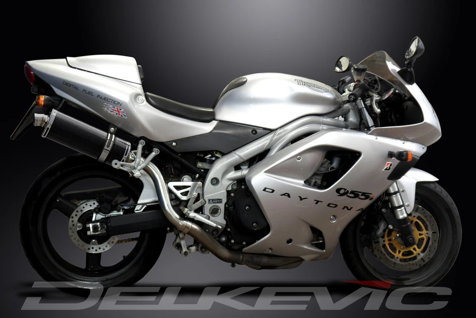 Kit silenciador de escape de carbono ovalado de 14" deslizable Triumph Daytona 955i 2001-2006 Foto 4 de 4