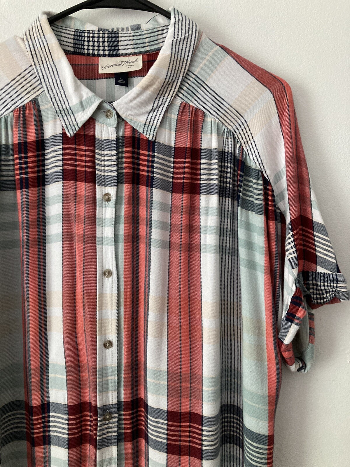 Universal Thread Plaid Button-Down Blouse, XL - image 5