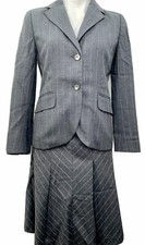 Ann Taylor Skirt Suit Sz 6 8 Petite Gray Lavender Pinstripe Lined Two Piece EUC