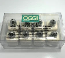 OGGI Salt & Pepper Shaker Set of 8 | Miniatures | Stainless Lids | Ceramic