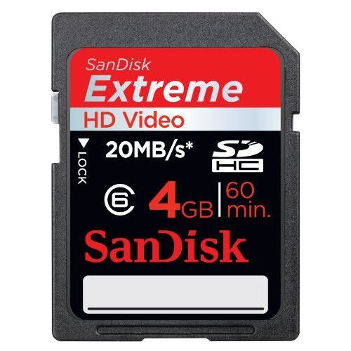 SanDisk 4GB Extreme SDHC Memory SD Card 20MB/s 133X Class 6 SDSD