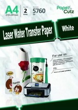 Water Slide Decal Paper A4 LASER Waterslide Transfer Paper White - 2 Sheets