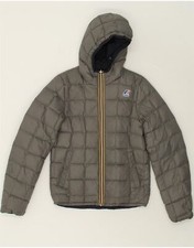 K-way Womens Hooded Reversible Padded Jacket Uk 10 Small Grey Polyester Ab10