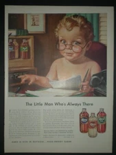 1942 THE LITTLE MAN WHOS ALWAYS THERE BABY BUSINESSMAN KARO SYRUP Trade print ad