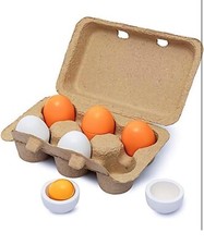 6PCS Egg Kitchen Toys, Wooden Toy Food, Kids Play Food Cooking Easter