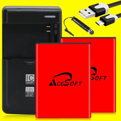 2x 5170mAh Battery Wall Charger USB Cable Stylus for Samsung Galaxy S4 mini I435