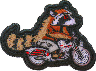 Raccoon Biker Patch Embroidered - 3x3 inch - P7418