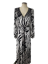 ASOS Maxi Long Sleeve Striped White Black Dress US 6 EUR 38