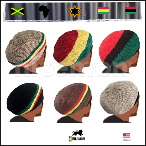 Rasta Dread Dreadlocks Tams Hat Beret Hippie Cap Reggae Marley Jamaica M/L Fit - Picture 2 of 65