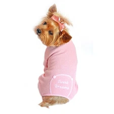 🐶 Sweet Dreams Thermal Dog Pajamas - Super Soft Pink Fleece PJ - Open Tail End