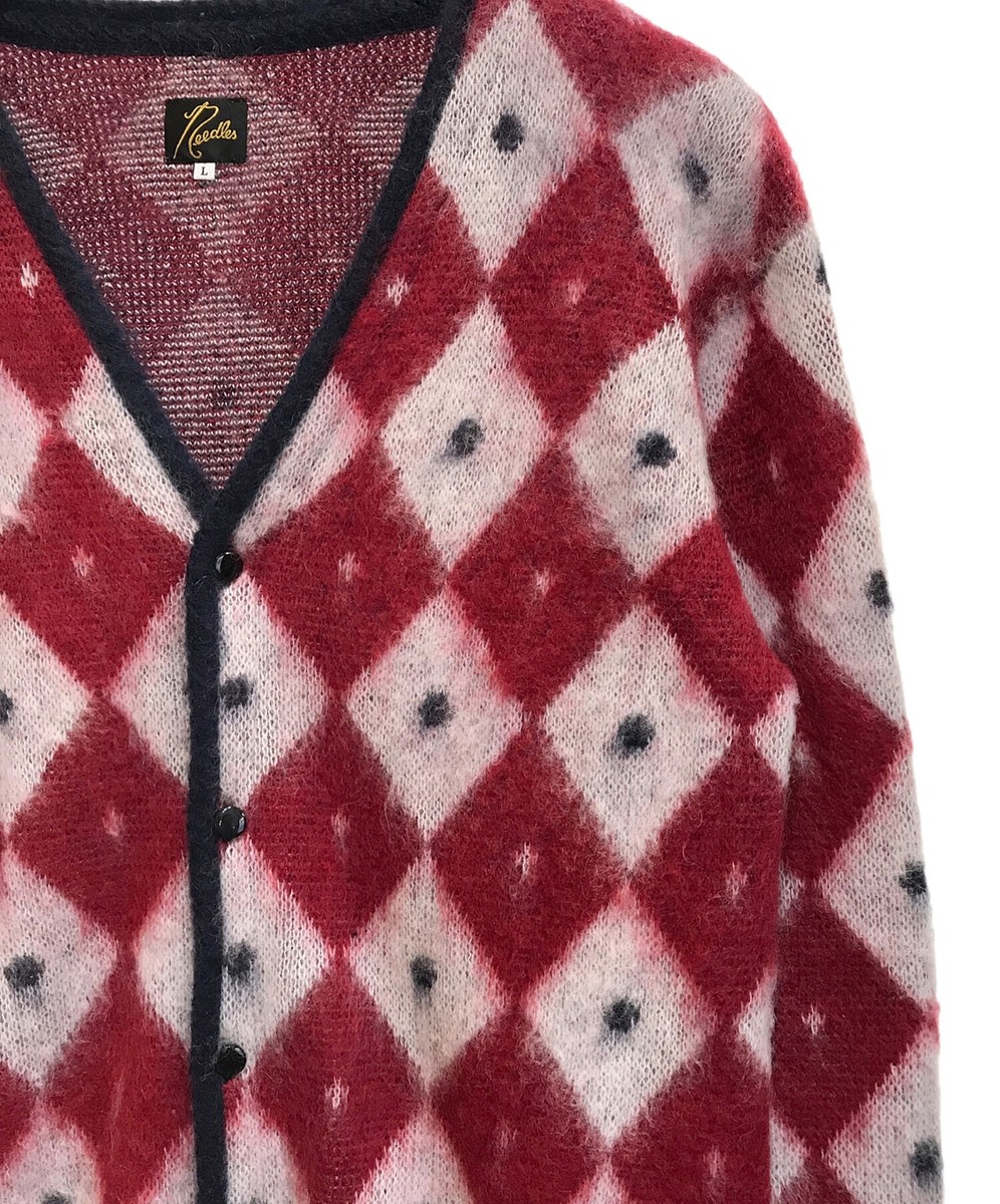 Needles Mohair Cardigan - Diamond/NS280 Size: L Red x navy Needles Mohair Cardigan - Diamond/NS280 Size: L Red x navy