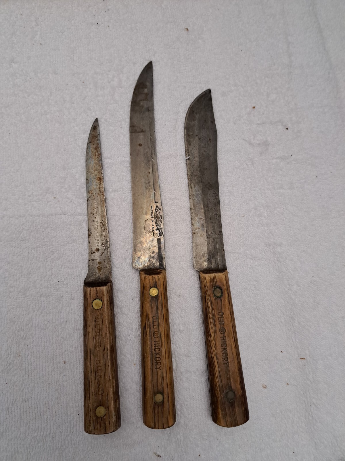 Vintage Ontario Knife Co (True Edge) Old Hickory 3 Piece Knives MADE IN