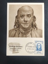 Carte Maximum Timbre N° 1085 Benjamin Franklin Homme d'État Oblitéré Paris 1956