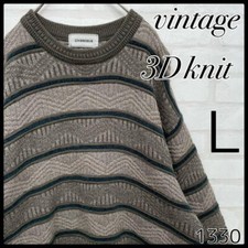  Hard to find Vintage 3D design sweater, 100 wool, striped so