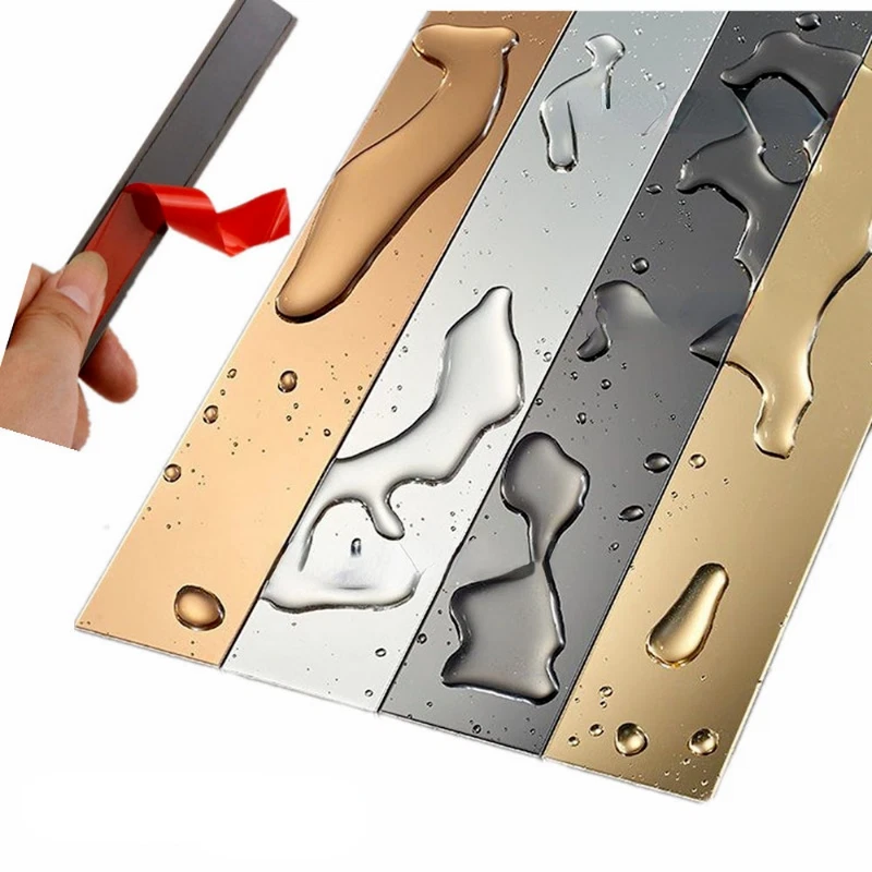 Зеркальный плоский настенный молдинг отделка линия наклейка самоклеящаяся нержавеющая сталь - Изображение 2 из 4