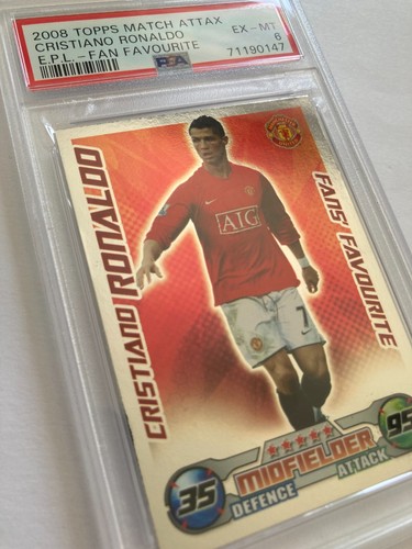2008 Topps Match Attax English P.L. Cristiano Ronaldo Fan Favourite PSA 6 EX-MT - Picture 10 of 22