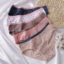 5 Packs Lot Womens Mid Waist Panties Underwear Brief Soft Comfortable Bottoms