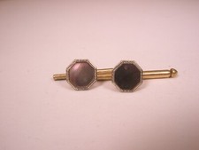 SINGLES 2 5/16" Gray Octagons Mother Pearl Vintage Formal Tux Shirt Stud c244