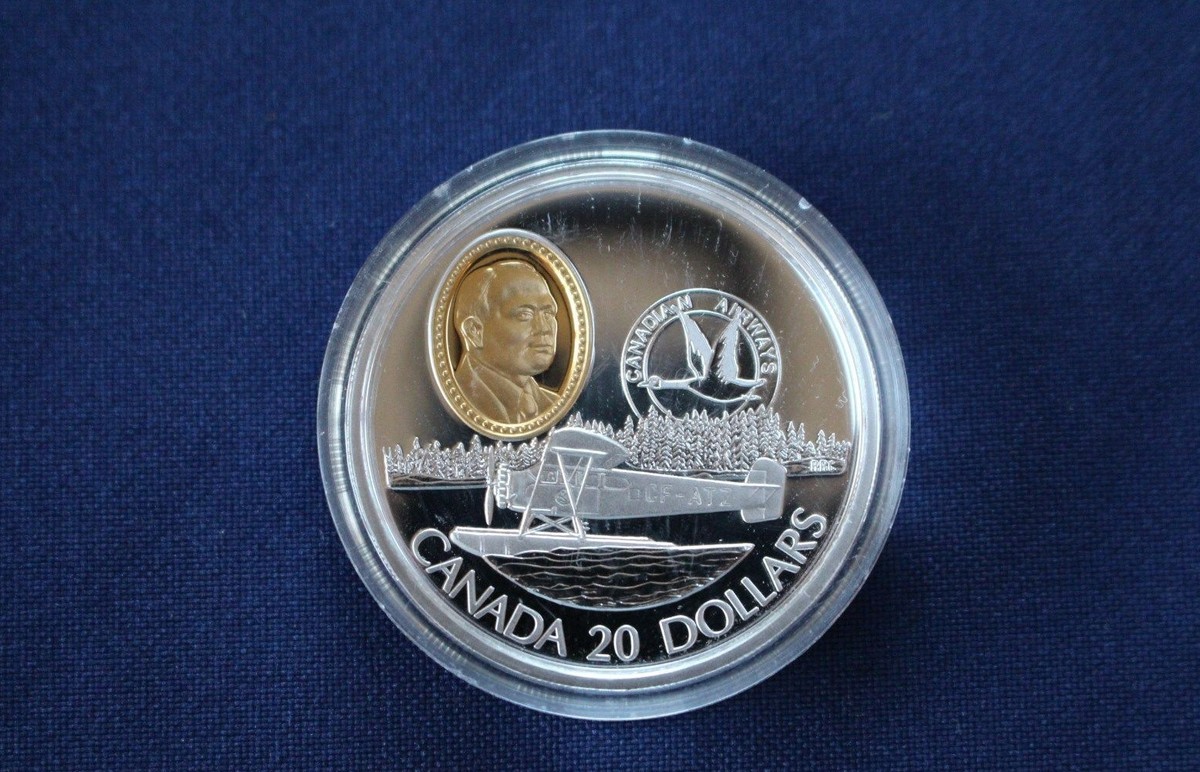 1993 Canada $20 Fairchild 71c Aviation Commemorative Silver Proof