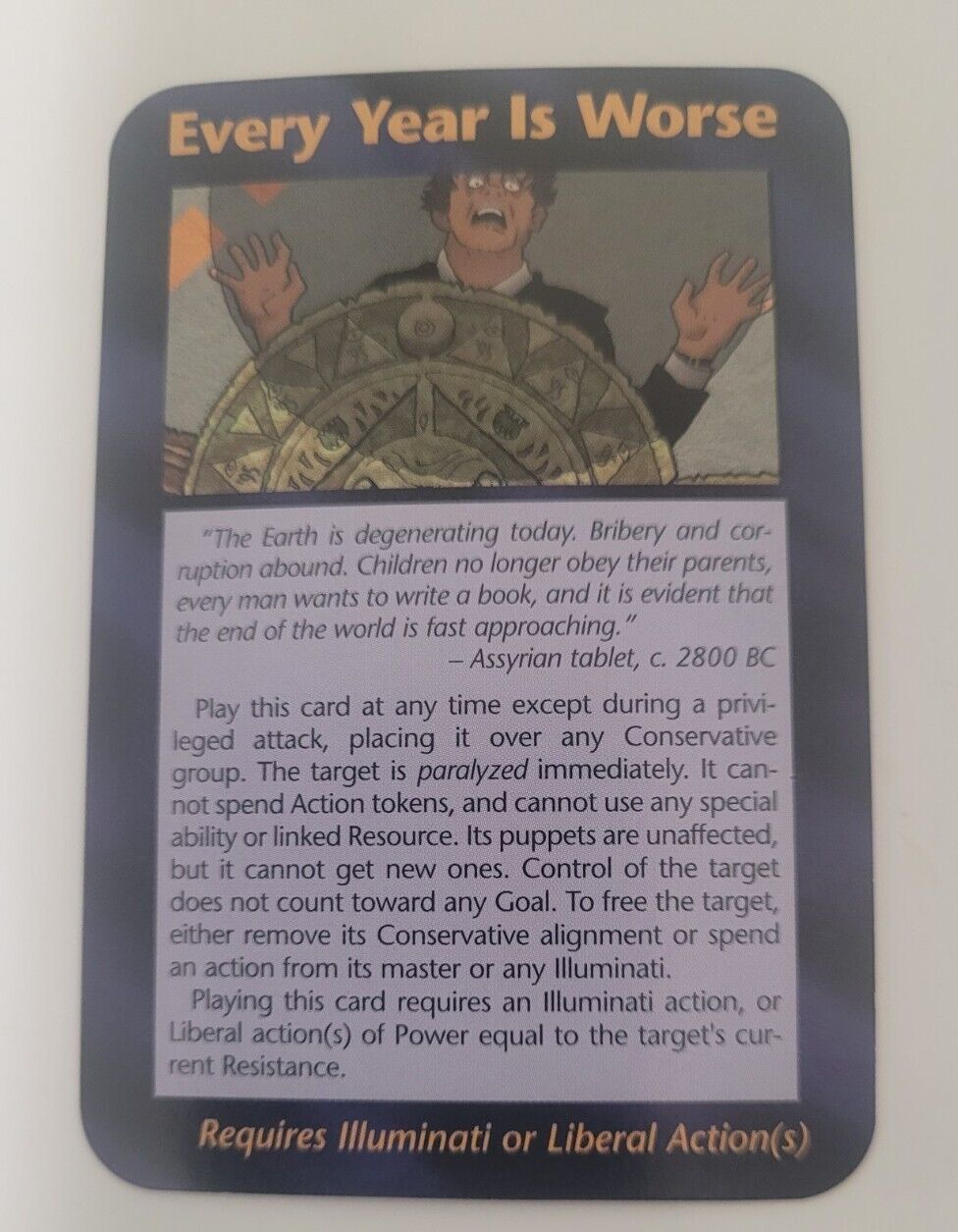 Every Year is Worse. INWO Assassins Common Illuminati Steve Jackson game  card