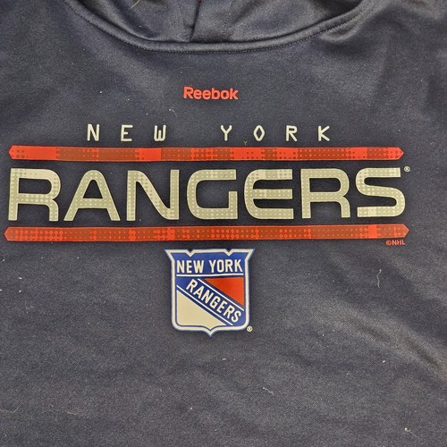 New York Rangers Reebok Youth Hoodie Sweatshirt Large 14/16 Long Sleeve Blue V8b - Picture 2 of 10