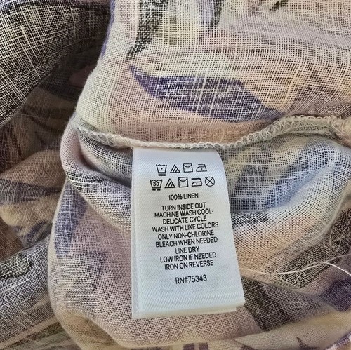 C&C California 2X 100% Linen Pink Purple V Neck Blouse Boho Beach - Picture 4 of 10