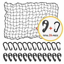 3'x4' Cargo Net for Truck Bed Stretches to 6'x8' for Rooftop Carrier w/Hooks