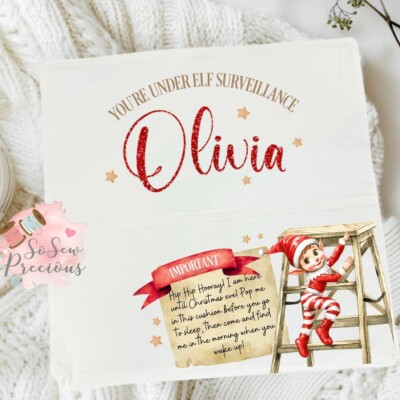 Personalisiertes Taschenkissen Magical Elf Arrival, Heiligabend, Story Time