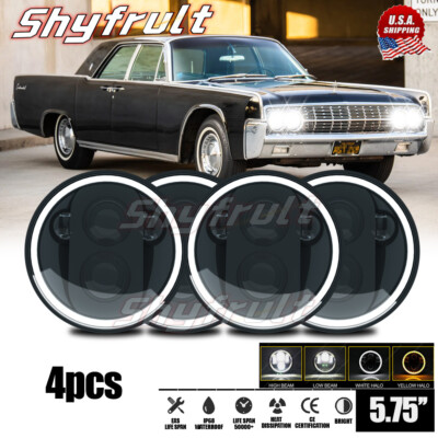 4PCS 5-3/4'' 5.75'' Round LED Headlights High/Low Beam For Lincoln Continental